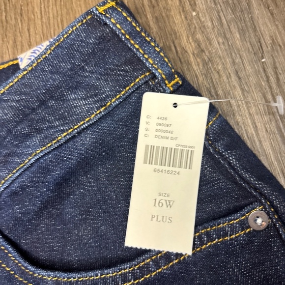 Pilcro Womens Blue Denim The Split‎ Straight Leg Jeans High Rise Size 16W NWT - Picture 12 of 16